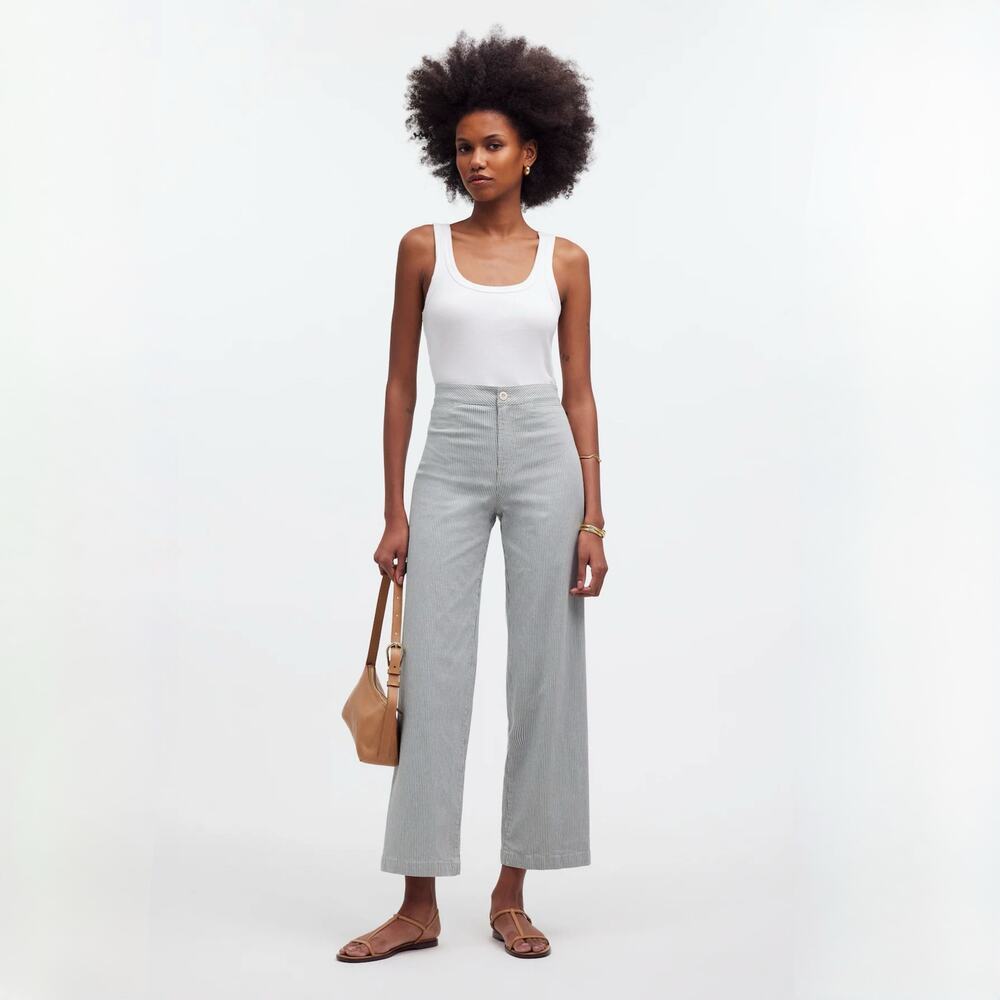 Madewell Emmett Wide Leg Crop Striped Pants Sz 27 Petite 